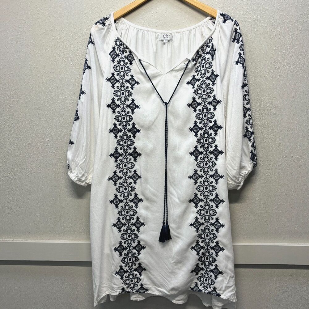 Chic Connection Peasant Embroidered Dress Coverup Women's Sz M
